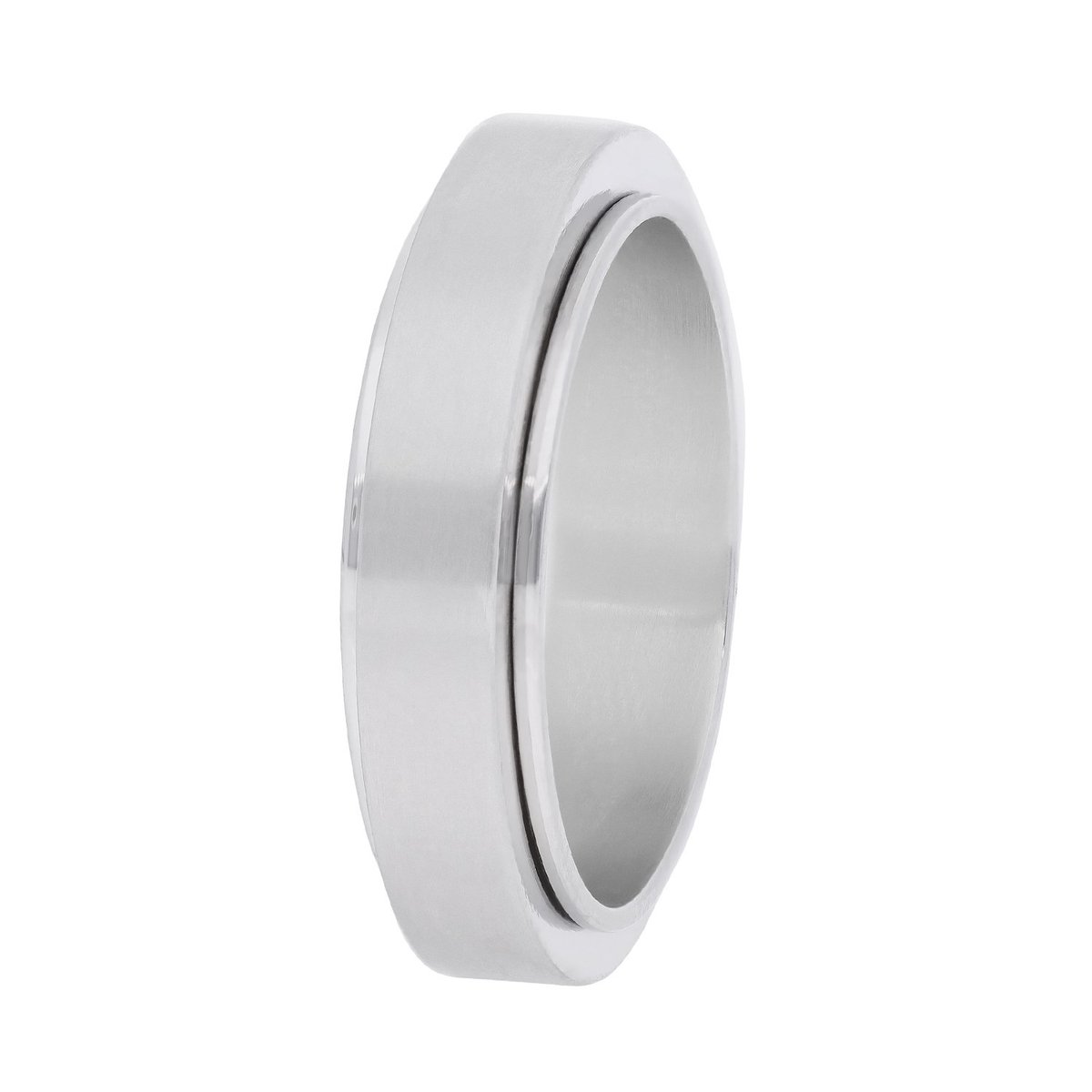 Lucardi Unisex Stainless steel anxiety ring - Ring - Staal - Zilverkleurig - 19 / 60 mm