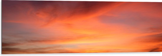 Dibond - Oranjekleurige Lucht van Zonsondergang - 120x40 cm Foto op Aluminium (Wanddecoratie van metaal)