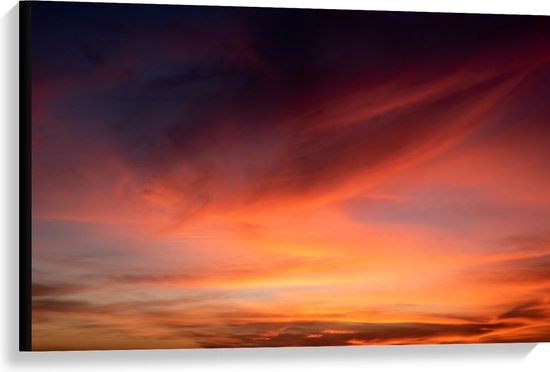 Canvas - Oranjekleurige Lucht van Zonsondergang - 90x60 cm Foto op Canvas Schilderij (Wanddecoratie op Canvas)