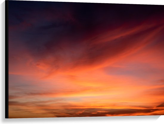 Canvas - Oranjekleurige Lucht van Zonsondergang - 100x75 cm Foto op Canvas Schilderij (Wanddecoratie op Canvas)