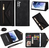 Samsung Galaxy S23 Telefoonhoesje | Hoogwaardig Pu Leren Wallet Case | Pasjeshouder | Hoesje, Portemonnee en Tas in 1 | Zwart
