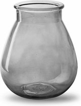 Jodeco Bloemenvaas druppel vorm - smoke grijs/transparant glas - H17 x D14 cm