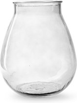Jodeco Bloemenvaas druppel vorm - helder/transparant glas - H28 x D24 cm