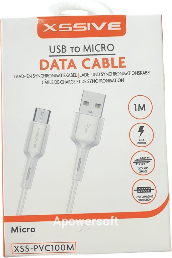 Xssive Micro USB kabel - 1 meter - Wit