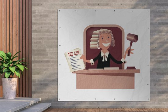 Affiche de Jardin un juge sur son siège - 200x200 cm - Toile jardin - Affiche extérieure