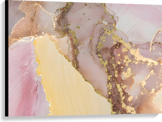 Canvas - Print van Roze met Goudkleurig Marmer - 100x75 cm Foto op Canvas Schilderij (Wanddecoratie op Canvas)