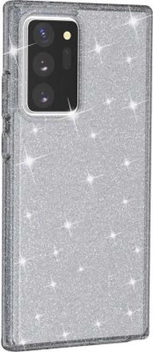 Samsung Galaxy Note20 Ultra Hoesje - Glitter - Zilver - Hoesje Geschikt Voor Samsung Galaxy Note20 Ultra