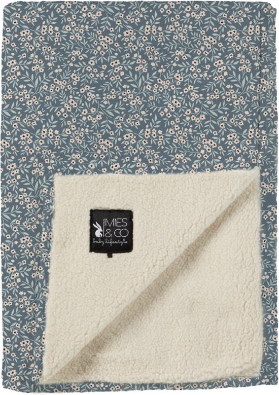 Foto: Mies co baby soft teddy deken vintage flower blue 110 x 140 cm mca16466