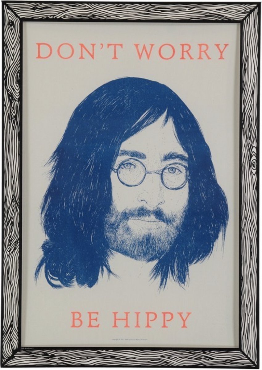 The A3 Print “Dont Worry Be Hippy ” by Marke Newton Riso print A3 in envelope printed with plastic window ready to hang on