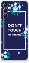 Telefoon Hoesje Geschikt voor Samsung Galaxy A14 5G Leuk TPU Back Case Flowers Blue Don't Touch My Phone