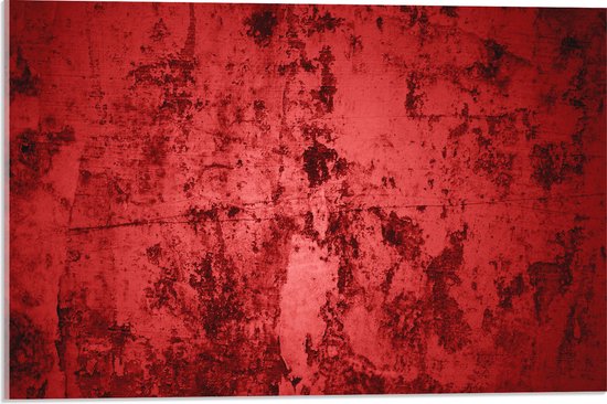 Acrylglas - Rode Muur met Textuur - 60x40 cm Foto op Acrylglas (Wanddecoratie op Acrylaat)