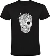Schedel Heren T-shirt | natuur | skull | bloemen | planten