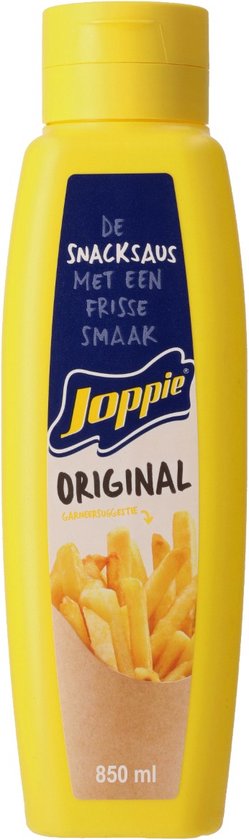 Joppie Joppiesaus, Snacksaus Mayonaise, Uien en Curry Kruidenmix - 1 x 850ml Fles