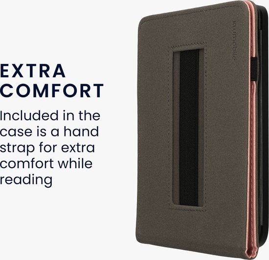 kwmobile e-reader hoesje geschikt voor Kobo Clara 2E hoes - E reader flip case van kunstleer - Ereader cover met handgrip en stand - In roségoud van Merkloos — afbeelding 5