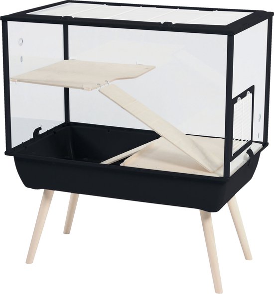 Zolux cage à rongeurs nevo palace plexiglas noir 78x48x87,5 cm | bol