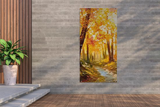 Décoration murale d'extérieur Peinture - Automne - Forêt - Huile - 80x160 cm