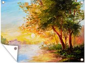 Tuinschilderij Natuur - Schilderij - Boom - Water - 80x60 cm - Tuinposter - Tuindoek - Buitenposter