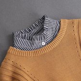 Losse kraag wit jeans streep - streepje - strepen - katoen met opstaand boord rouches / roezels - Blouse kraagje - Nep los kraagje | Wit | Ruches | Verstelbaar | DH collection