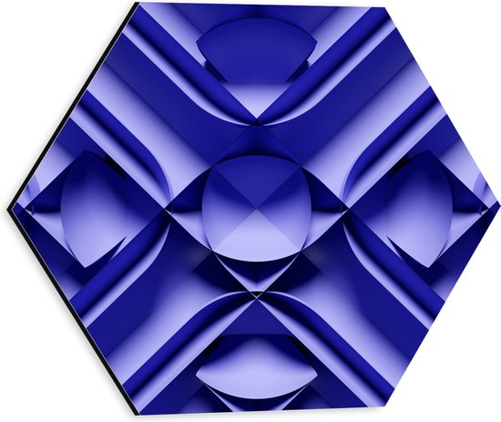 Dibond Hexagon - Paarse 3D Vormen - 30x26.1 cm Foto op Hexagon (Met Ophangsysteem)