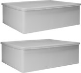 QUVIO Kast Organizer - Set van 2 - Opbergdoos - Opbergboxen - Met vakken - Lade Organizer - Opbergen - Opruimen - Kunststof - Grijs - 24 x 32 x 9 cm