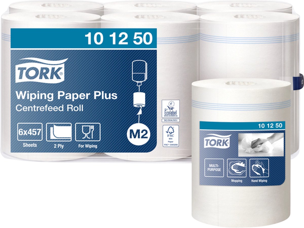 Goedkoopste Poetspapier tork m2 advanced 2laags 160m wit