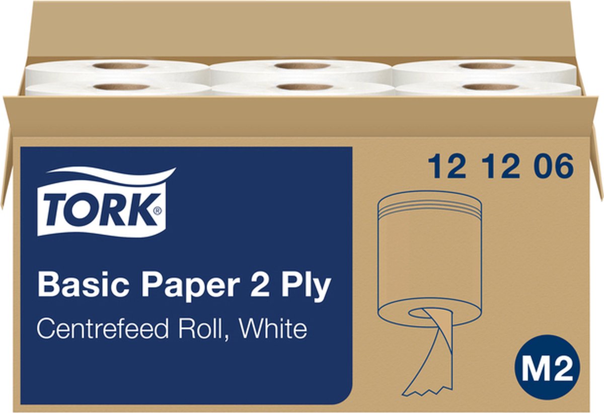 Goedkoopste Poetsrol Tork M2 121206 2-laags - 20cm x 160m - 6 rollen
