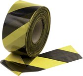 Perel Afzetlint, voor het afbakenen van gevarenzones en beperken van toegang, polyethyleen, zwart/geel, 8 cm x 250 m