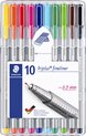 Fineliner staedtler triplus 334 0.3mm ass 10st | Etui a 10 stuk | 10 stuks