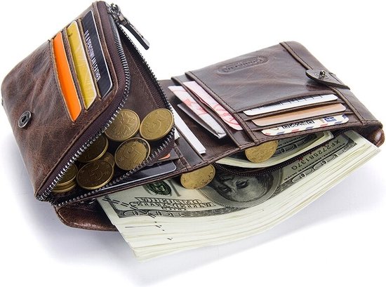 Contacts portefeuille en cuir pour hommes en cuir marron foncé style 2 - portefeuille pour hommes - cadeaux pour hommes cadeau pour homme - portefeuille pour hommes porte-cartes - Cuir de qualité supérieure