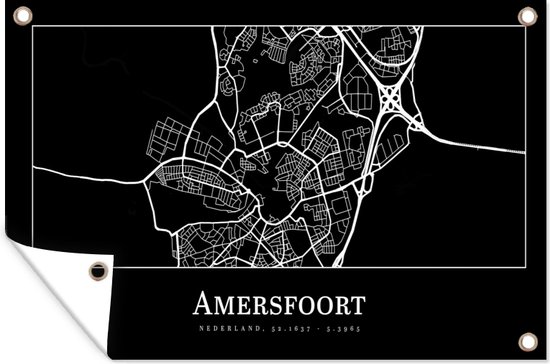 Tuinposters buiten Amersfoort - Stadskaart - Plattegrond - Kaart - 90x60 cm - Tuindoek - Buitenposter