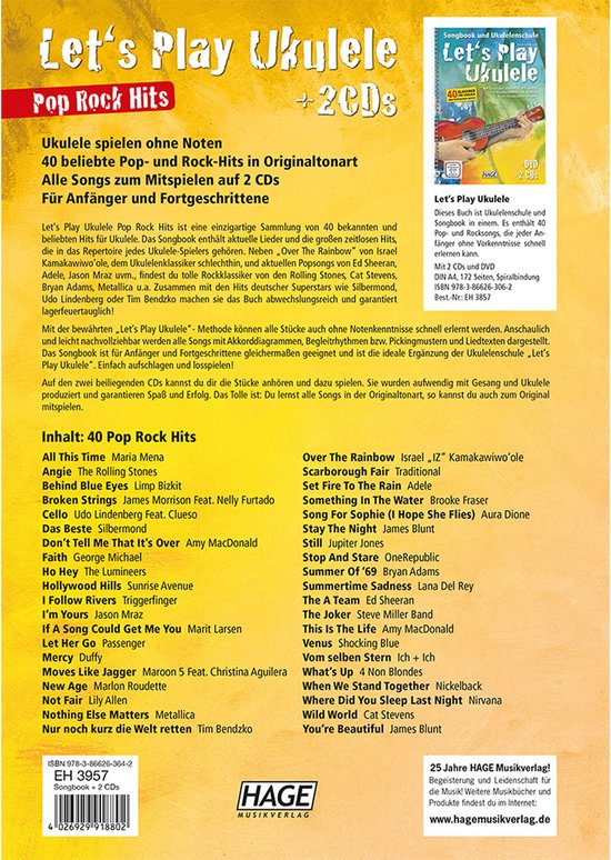 Let's Play Ukulele Pop Rock Hits + 2 CDs