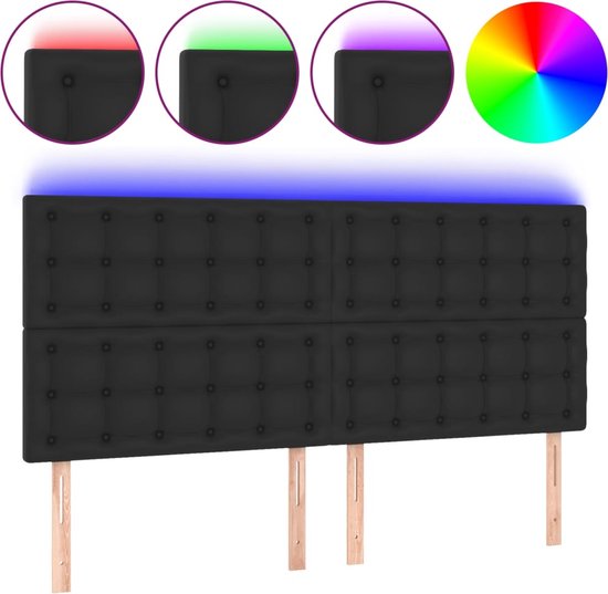 vidaXL-Hoofdbord-LED-180x5x118/128-cm-kunstleer-zwart