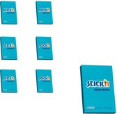 Stick'n sticky notes - 6-pack - 76x51mm, neon blauw, 600 memoblaadjes