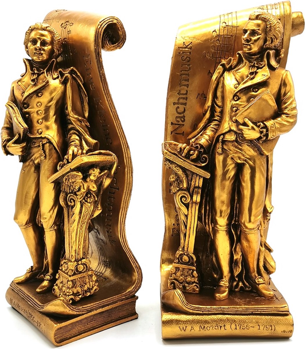 Boekensteunen - Mozart - Barok stijl - set van 2 - Met de hand vervaardigd - Zeer gedetailleerd en Mooi - Zware Kwaliteit - (hxbxd) ca. 29cm x 12cm x 9cm