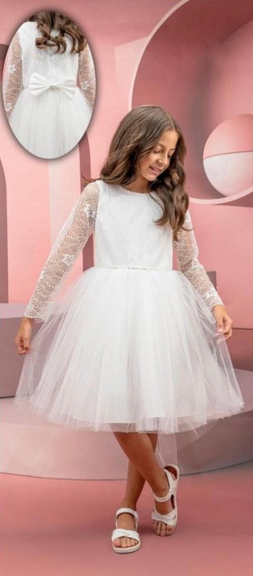 luxe feestjurk-jurk met kant-witte tule jurk-communie... | bol