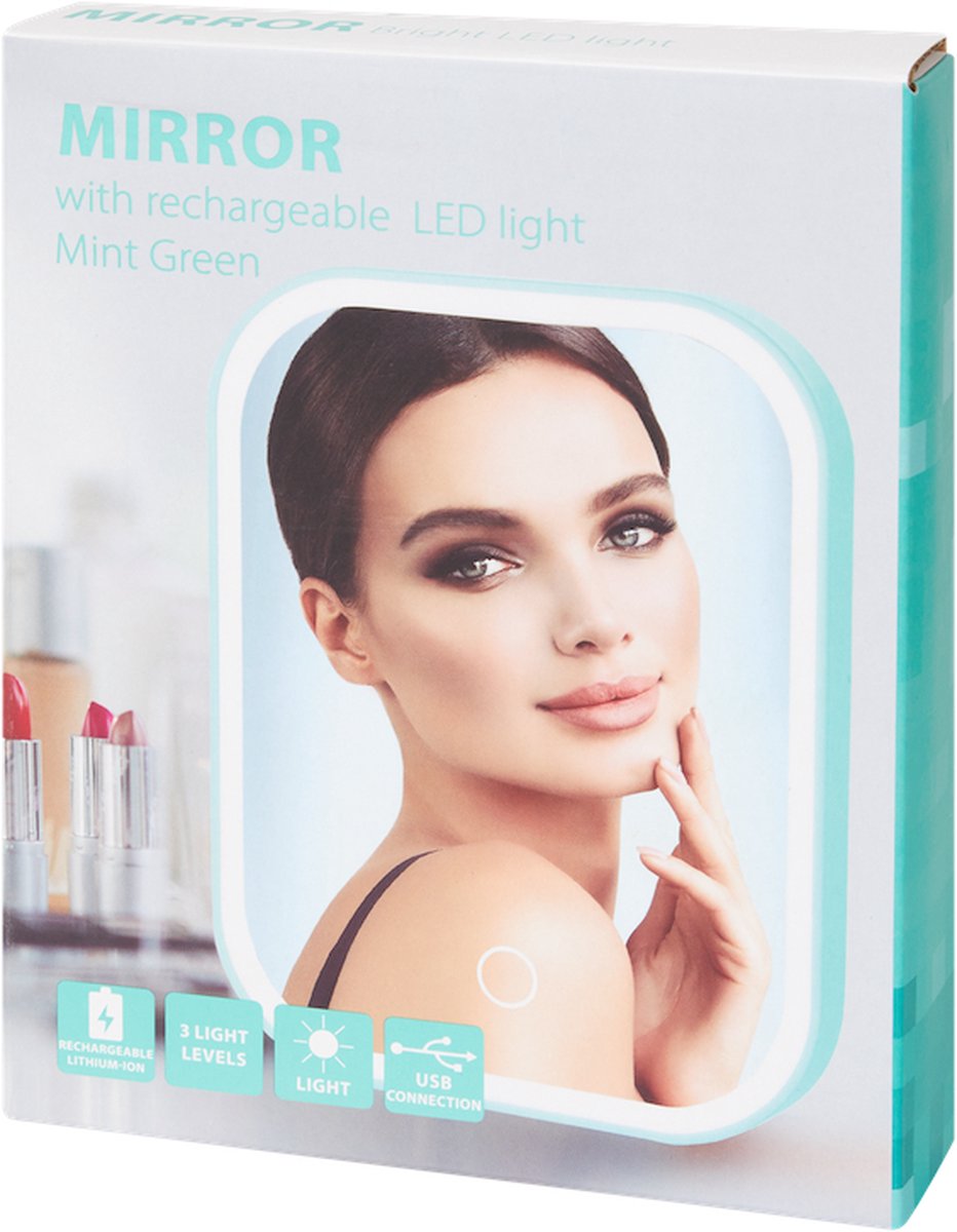 Make Up Spiegel Met Dimbare LED Verlichting - BLAUW- Zwart - Opklapbaar - Handspiegel - Scheerspiegel - Cosmeticaspiegel