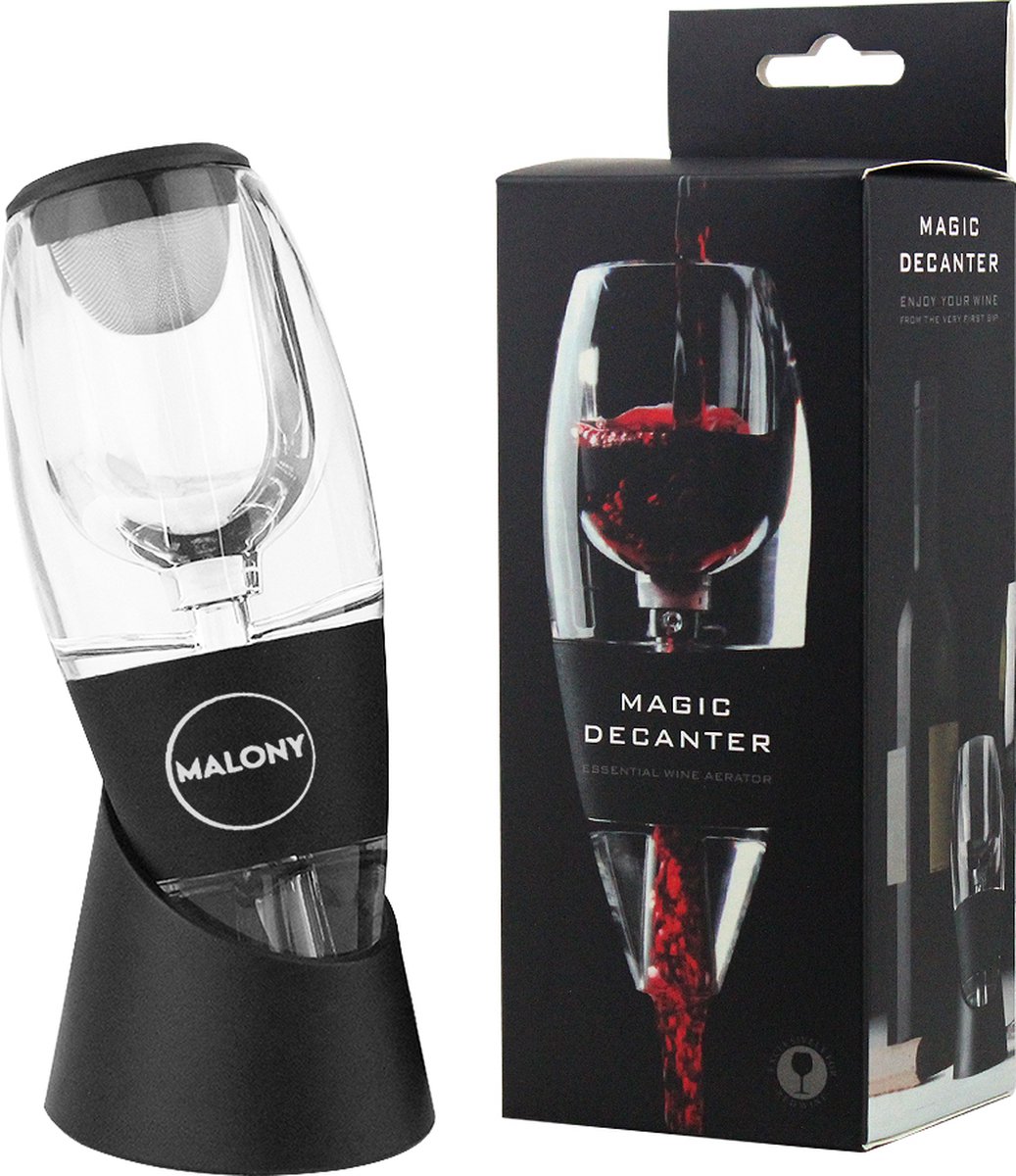 Malony Luxe Decanter – Wijn Decanteerder Decanteer Karaf – Wijn Accessoires – Wijn beluchter – Incl. Zeef en Standaard