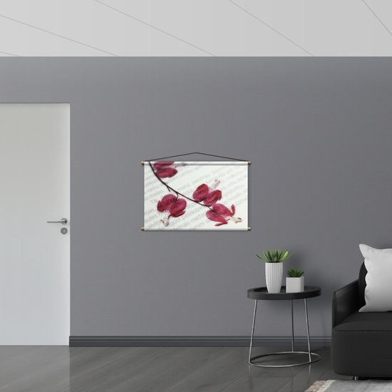WallClassics - Affiche textile - Brindille fleurie de Boekpagina - 90x60 cm Photo sur textile