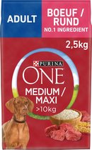 3x Purina One Medium Maxi Adult Honden droogvoer - Rund - 2500g