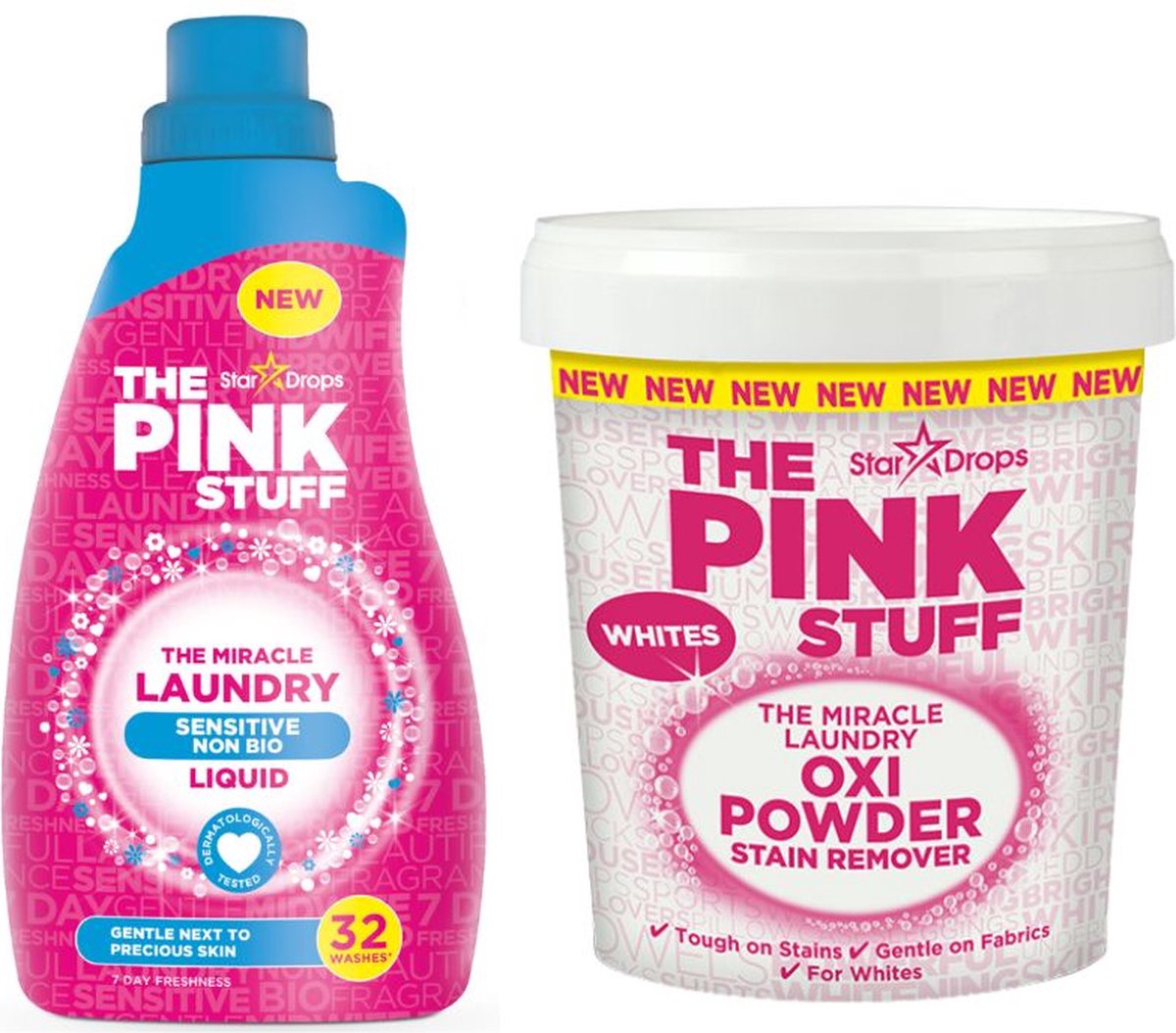 Combinatieset: The Pink Stuff - Sensitive Wasgel + Vlekverwijderaar voor witte was