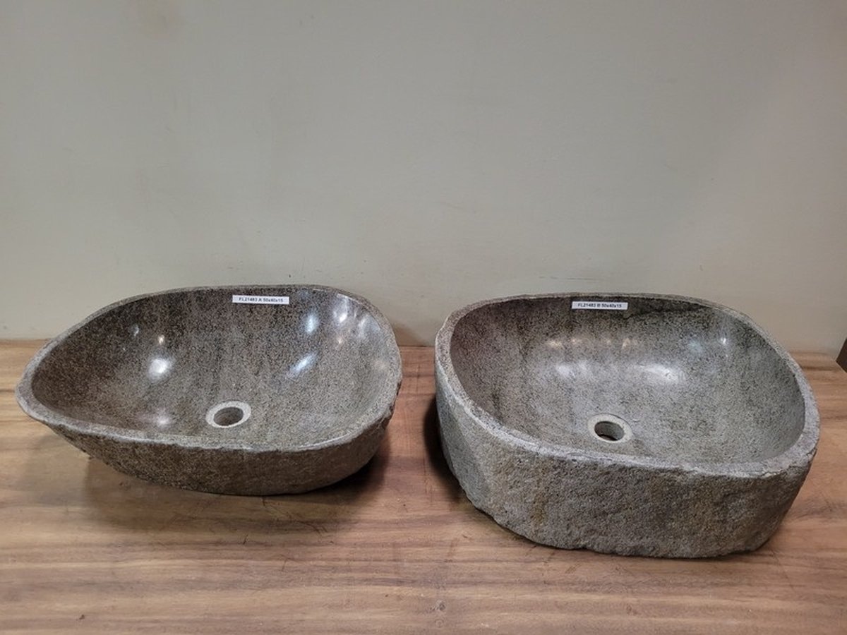 2 waskommen uit 1 steen - 50x40x15cm - FL21483