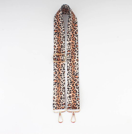 Sabrina bag strap- Tassen riem- Verstelbaar- Trendy- Goudkleurig- Panterprint- Streep- 3,8cm- 135cm- Beige/roest/zwart