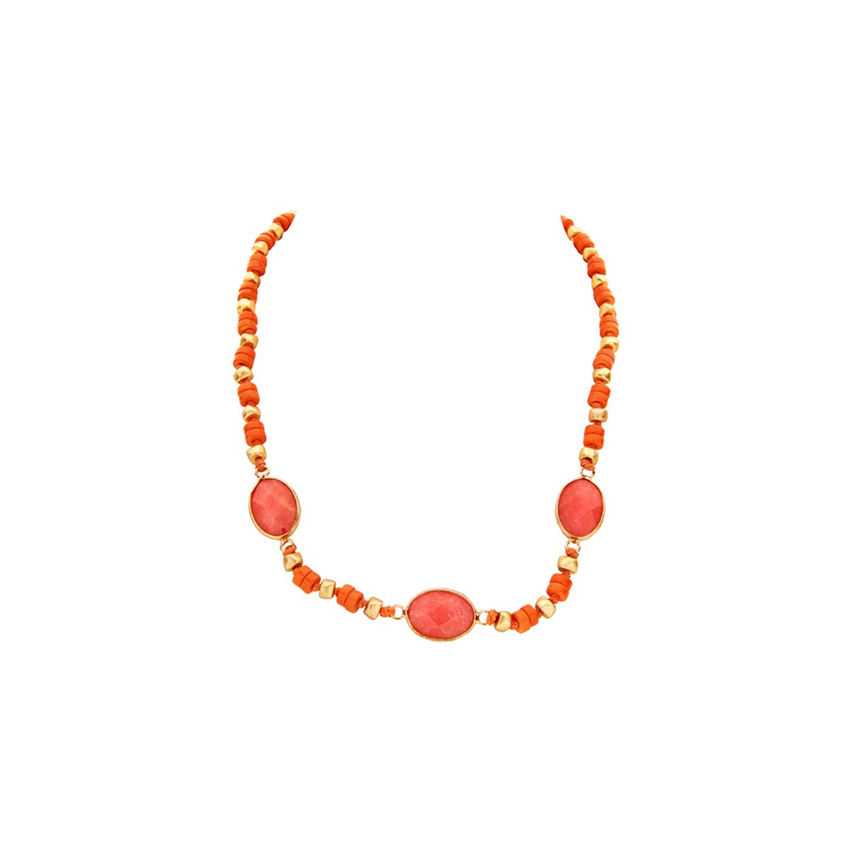 Les Cordes - Halsketting - Collier - PAN53 - Kleur Oranje - Metaal - Sieraad Dames - Juwelen - Statement ketting