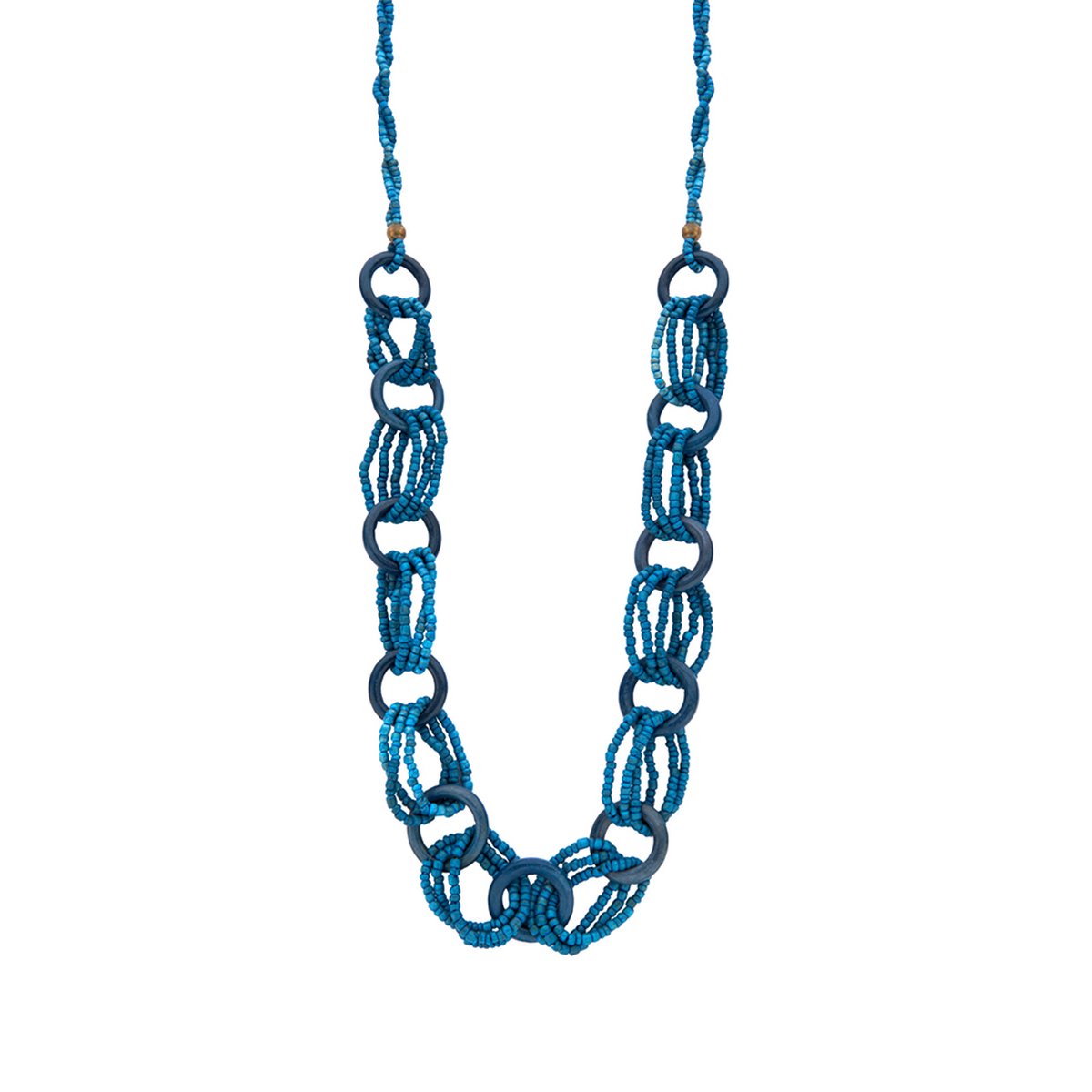 Les Cordes - Halsketting - Collier - URANIUM - Kleur Blauw - Hout - Sieraad Dames - Juwelen - Statement ketting