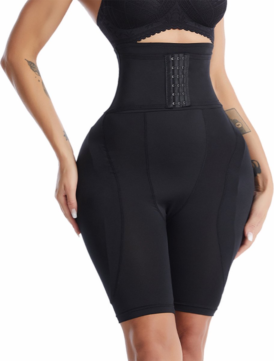 Shapewear - zwart - L - lang model - voor rondere billen en bredere heupen - shaping broekje - heupkussentjes -figuur corrigerend - ondergoed - gewatteerd - sexy butt & hips - vrouwelijke rondingen - billen liften