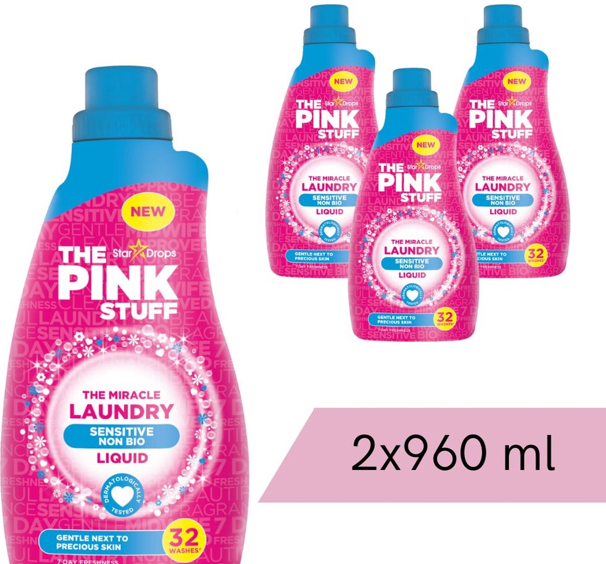 The Pink Stuff - Sensitve Wasgel - 4 x 960 ml - Voordeelverpakking