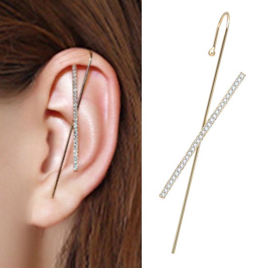 Dear Lune - Earring Piercing - 1 piece - Oorbel - Hook Earrings - Zirconia - Simple - Elegant - Style 002