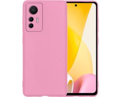 Hoesje - Geschikt voor Xiaomi 12 Lite - Sterk & Shockproof - Siliconen Case - Hoes Cover - Telefoonhoes - Lichtroze