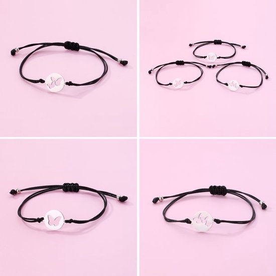 JJUNW Vriendschapsarmbanden, 2-pack bijpassende vlinderarmbanden, verstelbare vlindervriendschapsarmbanden voor meisjes, beste vriend armbanden voor vrouwen, bijpassende vriendenarmband