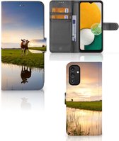 Smartphone Hoesje Geschikt voor Samsung Galaxy A14 5G Flip Case Koe